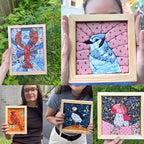 🖼️Rustic Hand-Stitched Framed Patchwork Art! 🌿