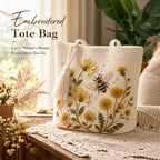 🌼 Handmade Crochet Bee Tote Bag: Premium Floral Embroidery & Boho Chic Shoulder Purse! 🐝