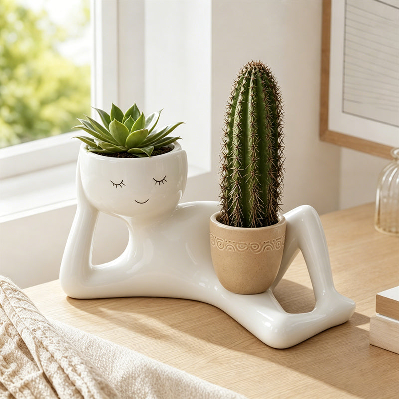 🦥 Abstract-Style Planters: Creative Resin Succulent Pots & Abstract Desktop Decor! 🌿