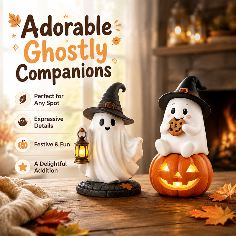 👻 Adorable Ghost Figurines: Cute Halloween & Autumn Desk Decor! 🎃