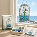 ✝️ A collection of DIY kits for suncatchers featuring Bible verses, suitable for beginners | Complete set including pieces of matt sea glass, clear glue and a step-by-step guide 💕