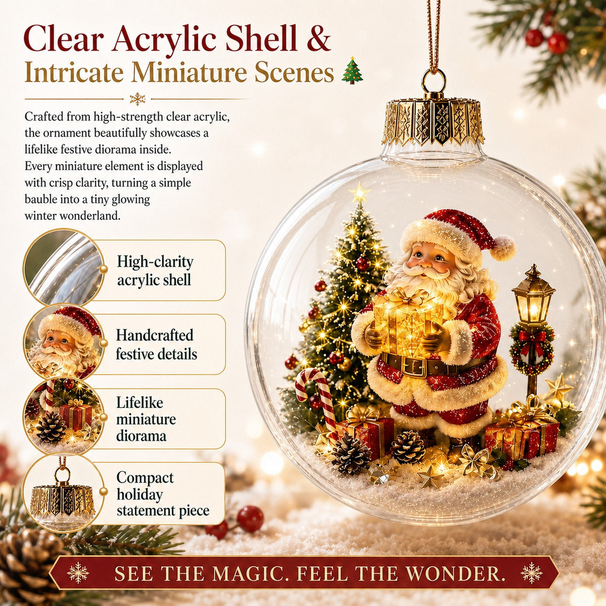🎄Glowing Christmas diorama bauble – A little winter wonderland in the palm of your hand