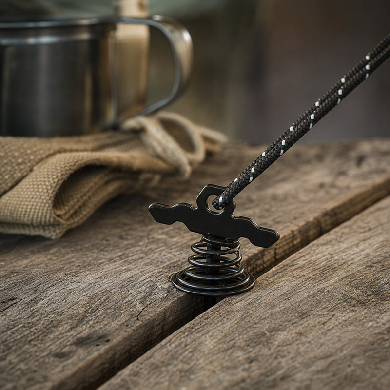 🏕️Outdoor Spring-Loaded Fishbone Tent Peg✨Windproof & Knot-Free! 💨