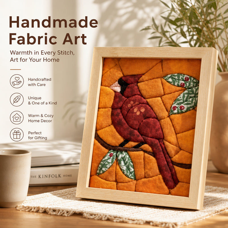 🖼️Rustic Hand-Stitched Framed Patchwork Art! 🌿