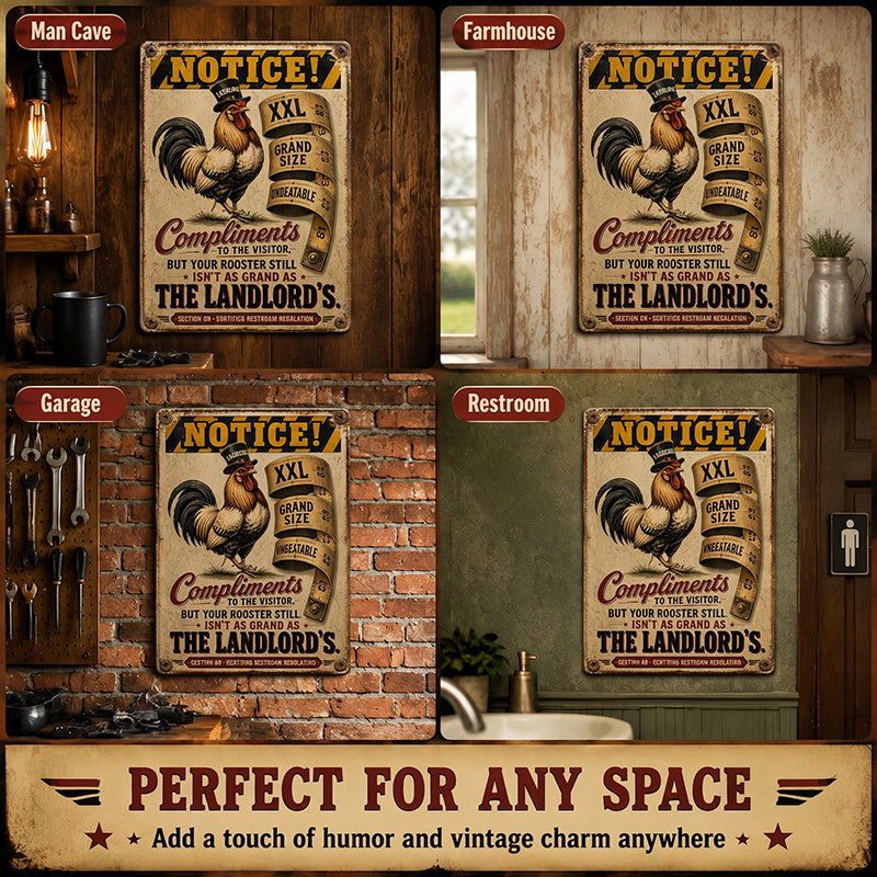 You’ll never be as “big” as the owner of this room 🍻 This fun, retro metal sign is designed just for “tough guys”! 🐓