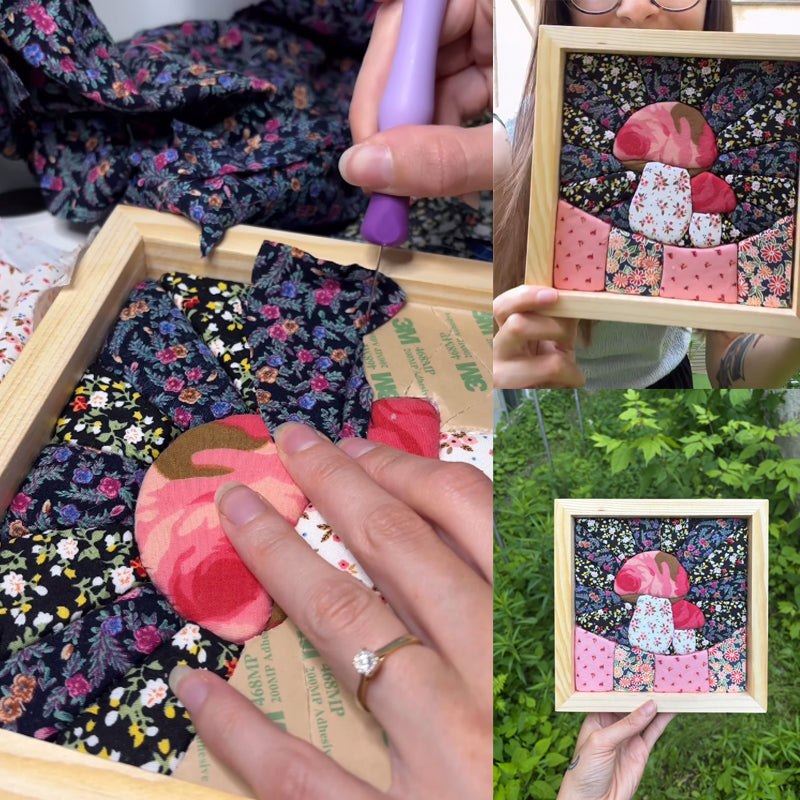 🖼️Rustic Hand-Stitched Framed Patchwork Art! 🌿