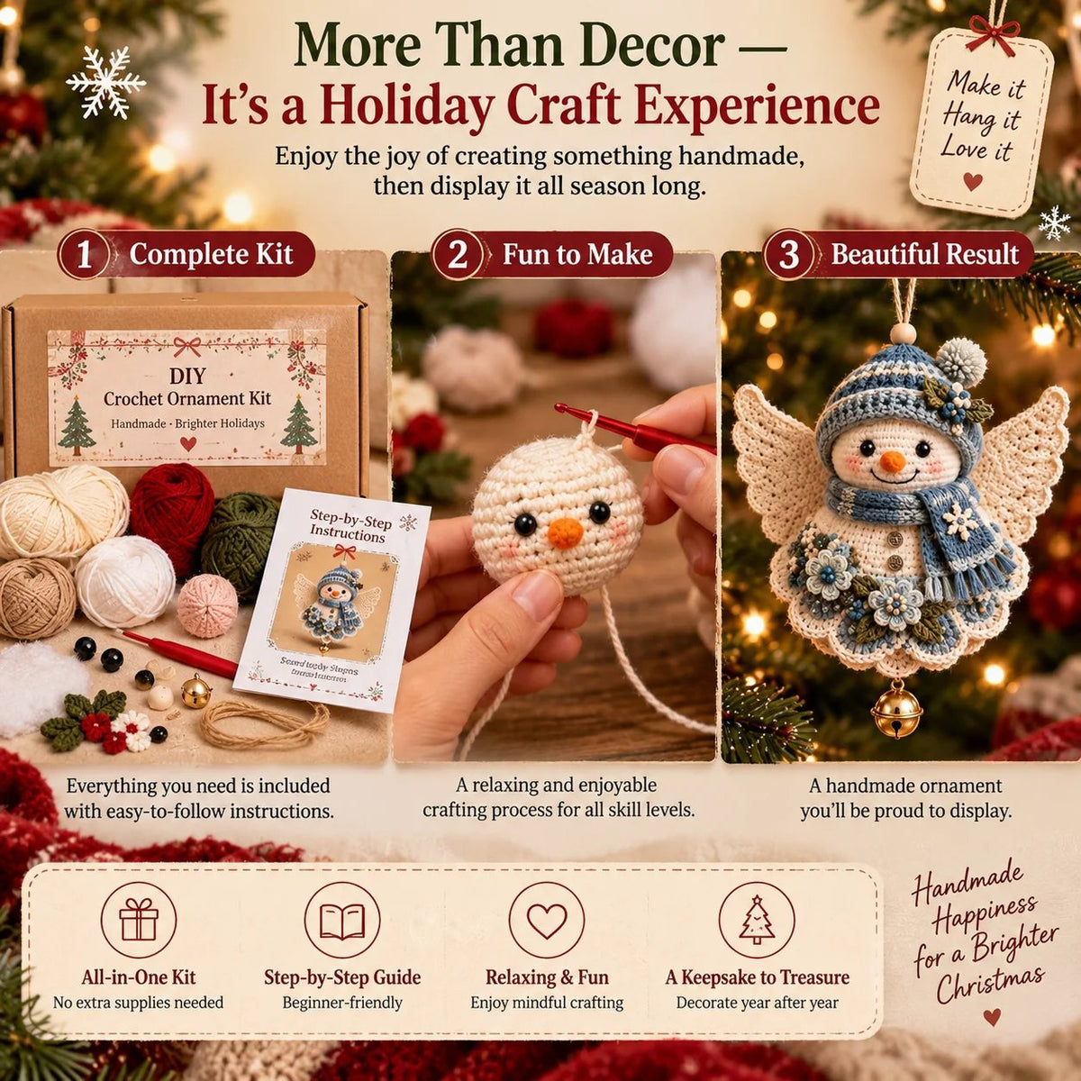 🎄 DIY kit for a crocheted Christmas angel as a Christmas decoration – Make it yourself, hang it up and cherish it✨