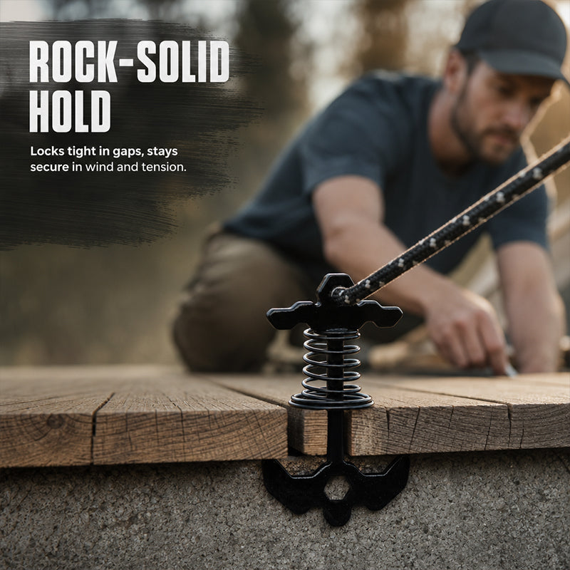 🏕️Outdoor Spring-Loaded Fishbone Tent Peg✨Windproof & Knot-Free! 💨