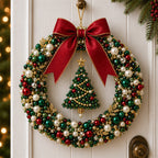 🎄✨ DIY Christmas Pearl Wreath Kit – Handmade Beaded Holiday Door Décor 💎🎀