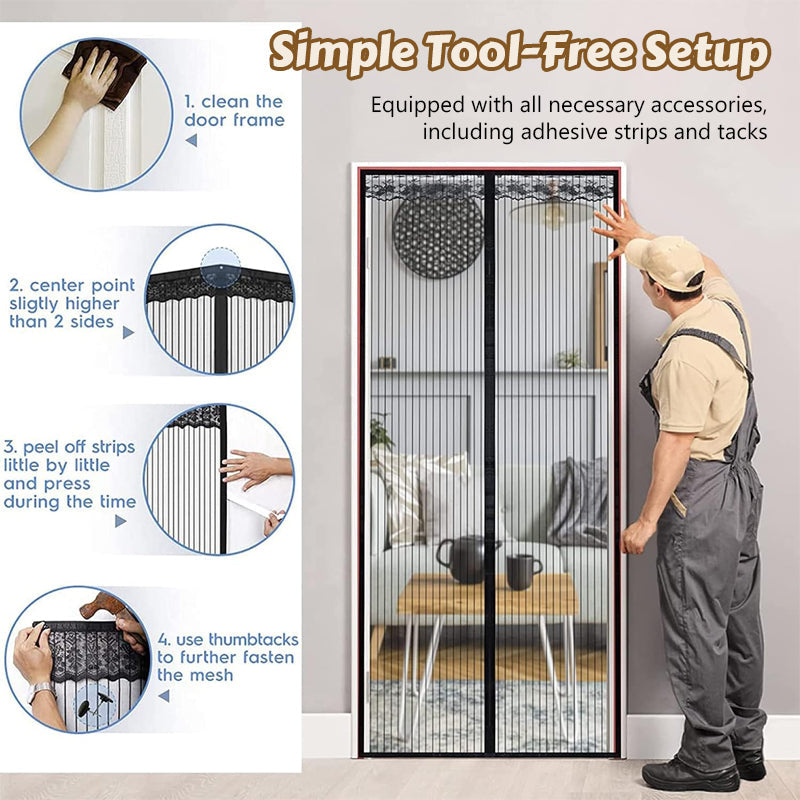 🦟 Keep pests out—installs in 2 minutes! The magnetic mesh door curtain! 🚪 ✨
