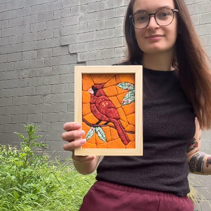 🖼️Rustic Hand-Stitched Framed Patchwork Art! 🌿