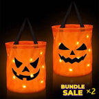 💥LAST DAY SALE 49% OFF💥 Halloween Candy Bucket with LED Lights Trick or Treat Bags for Kids and Adults Halloween Basket