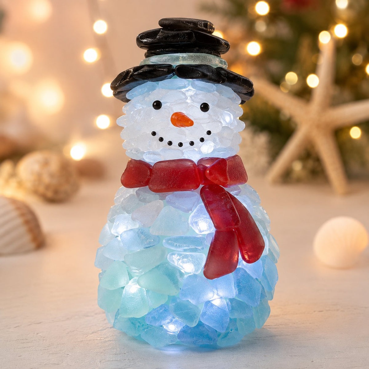 🎅 Beginner-friendly DIY Christmas decoration kit featuring an illuminated sea glass Santa | Complete set including pieces of sea glass, warm Christmas lights and a step-by-step guide 💕
