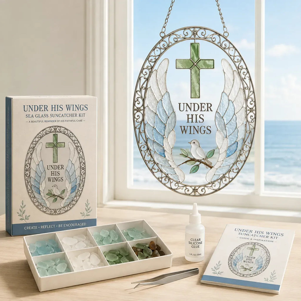 ✝️ A collection of DIY kits for suncatchers featuring Bible verses, suitable for beginners | Complete set including pieces of matt sea glass, clear glue and a step-by-step guide 💕