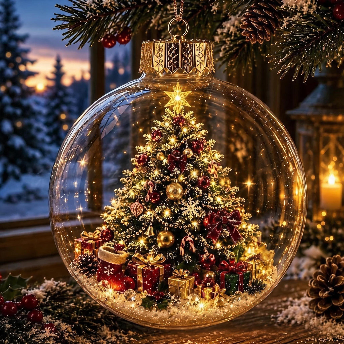 🎄Glowing Christmas diorama bauble – A little winter wonderland in the palm of your hand