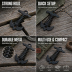 🏕️Outdoor Spring-Loaded Fishbone Tent Peg✨Windproof & Knot-Free! 💨