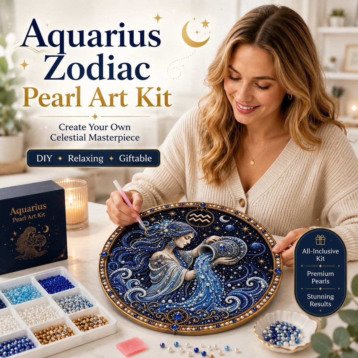 🌙✨Personalized 12 Zodiac Pearl Art Kit – Relax & Create! 🌌