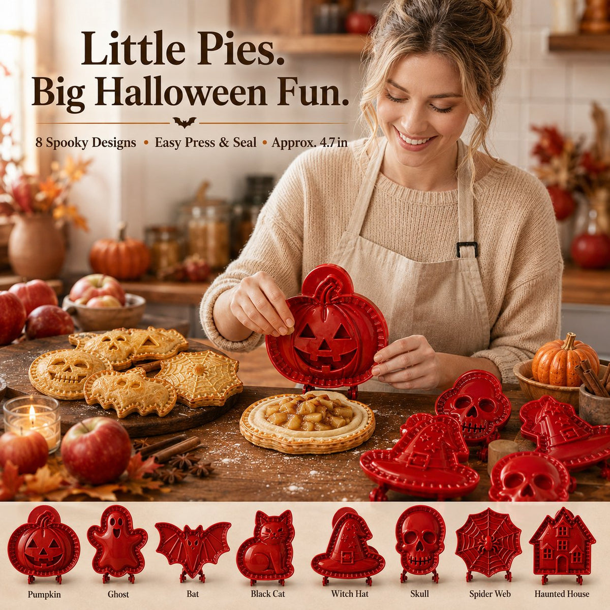🎃 8-piece Halloween mini hand pie mould set
