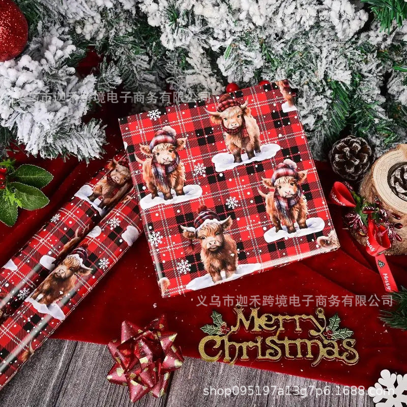 🎁🐮 Make every Christmas present extra special with Highland Cow wrapping paper! 🎄
