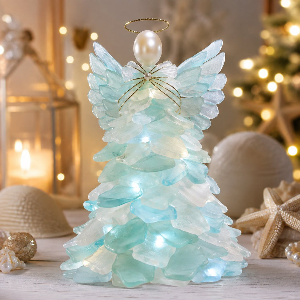 🎅 Beginner-friendly DIY Christmas decoration kit featuring an illuminated sea glass Santa | Complete set including pieces of sea glass, warm Christmas lights and a step-by-step guide 💕