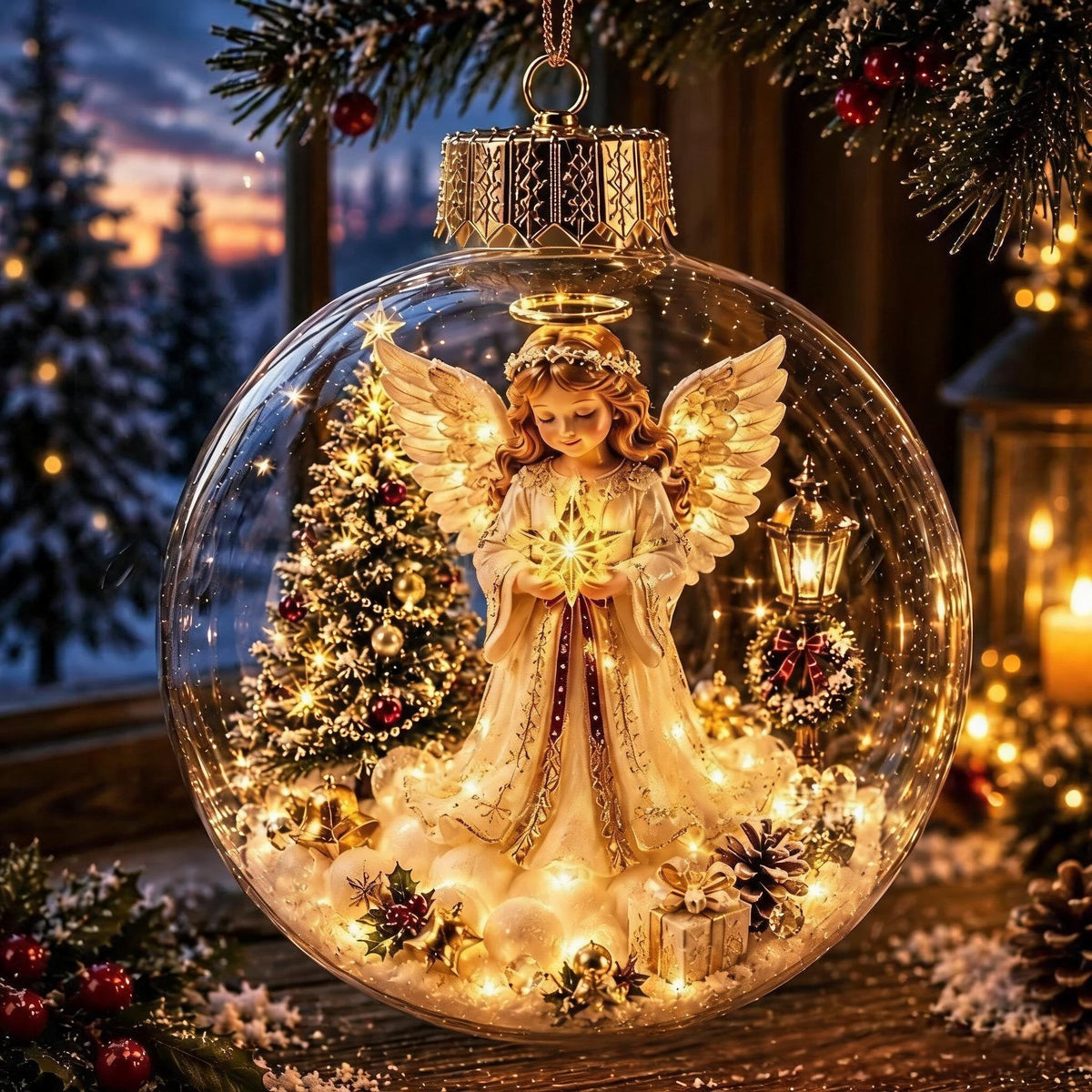 🎄Glowing Christmas diorama bauble – A little winter wonderland in the palm of your hand