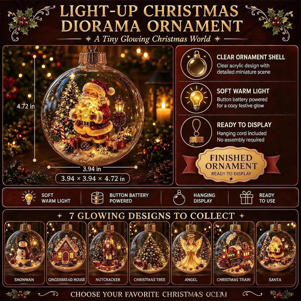 🎄Glowing Christmas diorama bauble – A little winter wonderland in the palm of your hand