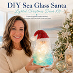 🎅 Beginner-friendly DIY Christmas decoration kit featuring an illuminated sea glass Santa | Complete set including pieces of sea glass, warm Christmas lights and a step-by-step guide 💕