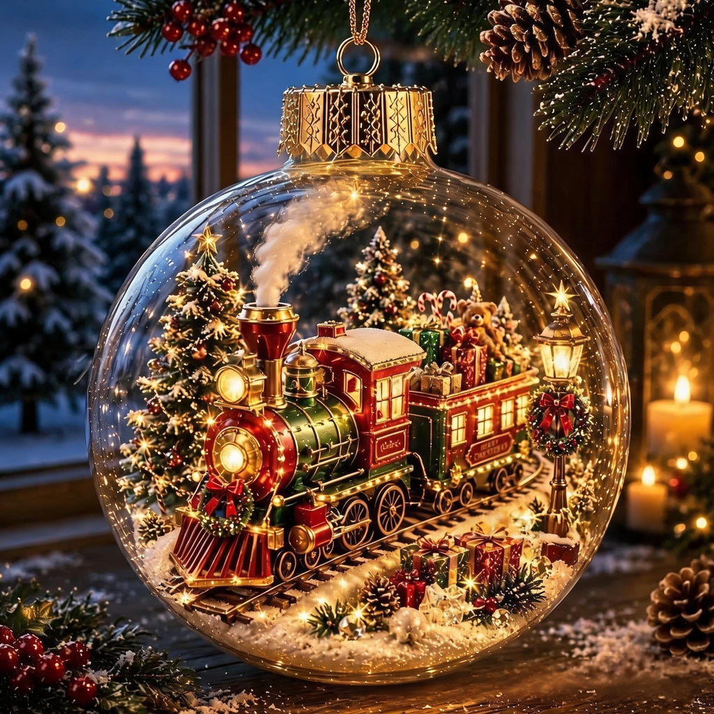 🎄Glowing Christmas diorama bauble – A little winter wonderland in the palm of your hand