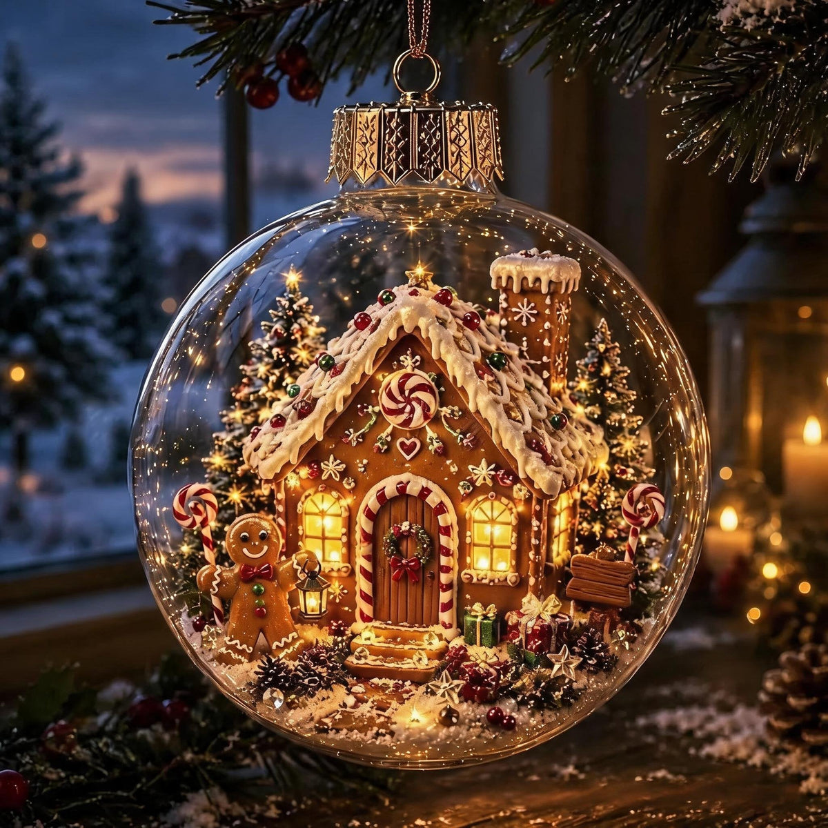 🎄Glowing Christmas diorama bauble – A little winter wonderland in the palm of your hand