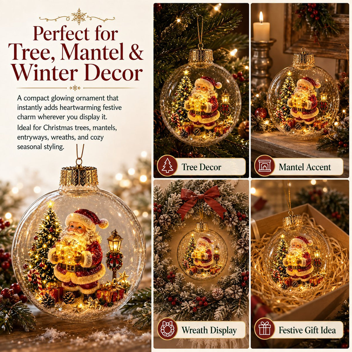 🎄Glowing Christmas diorama bauble – A little winter wonderland in the palm of your hand