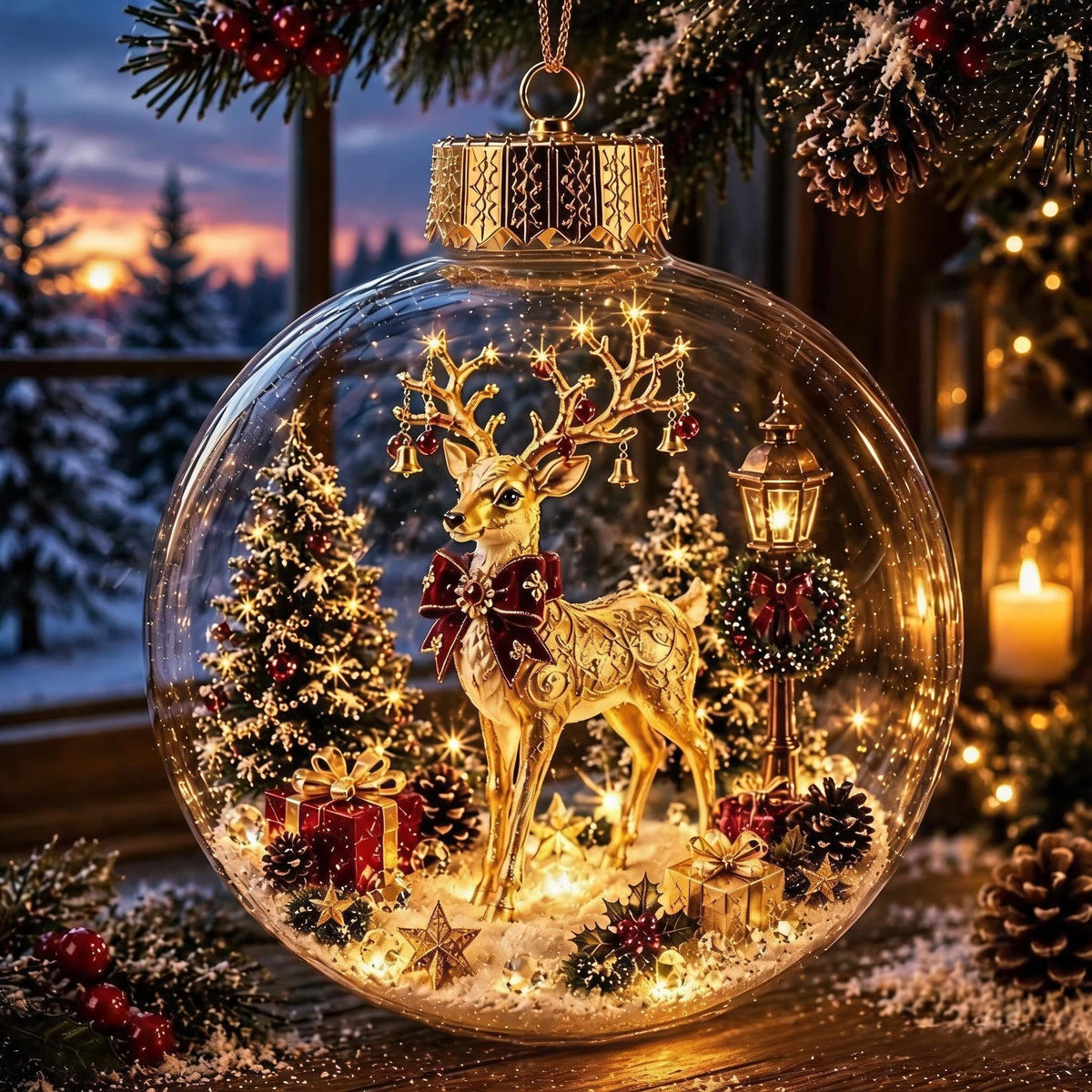 🎄Glowing Christmas diorama bauble – A little winter wonderland in the palm of your hand