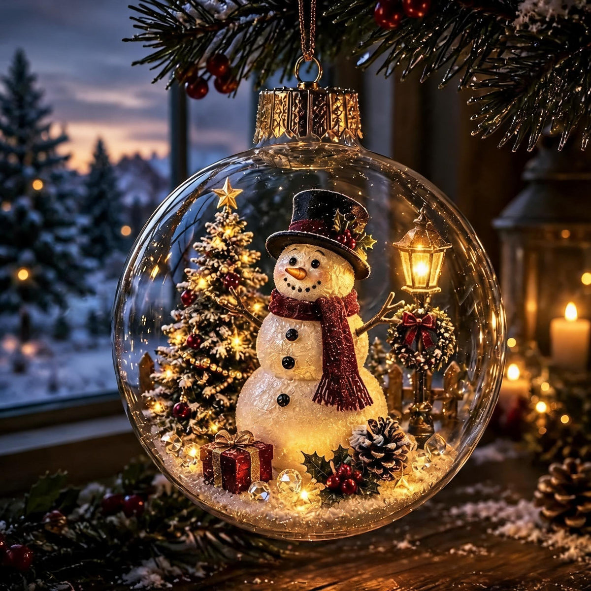 🎄Glowing Christmas diorama bauble – A little winter wonderland in the palm of your hand