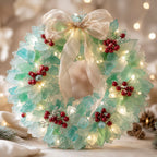 🎅 Beginner-friendly DIY Christmas decoration kit featuring an illuminated sea glass Santa | Complete set including pieces of sea glass, warm Christmas lights and a step-by-step guide 💕