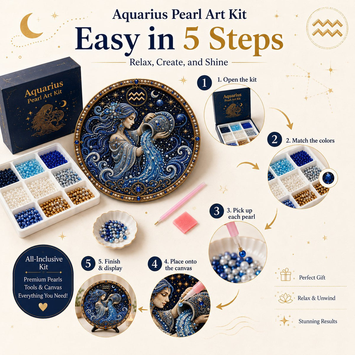🌙✨Personalized 12 Zodiac Pearl Art Kit – Relax & Create! 🌌