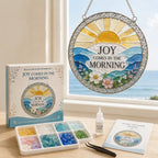 ✝️ A collection of DIY kits for suncatchers featuring Bible verses, suitable for beginners | Complete set including pieces of matt sea glass, clear glue and a step-by-step guide 💕